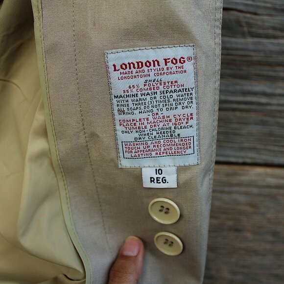 'London Fog' VINTAGE cotton tan size 10 weather wear trench coat - Picture 10 of 11